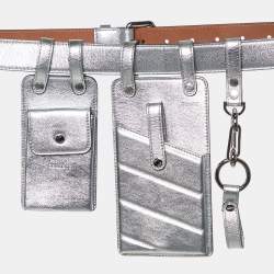 Fendi Silver Leather Multi Pouch Belt Bag 