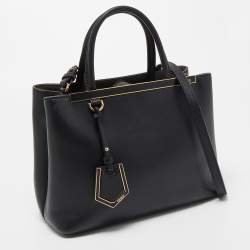 Pre Owned Fendi Black Leather Small 2Jours Tote