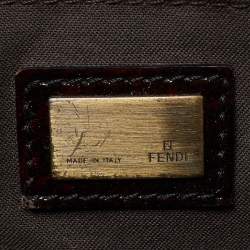 Pre Owned Fendi Tobacco Zucca Canvas and Patent Leather Chef Shopper Tote