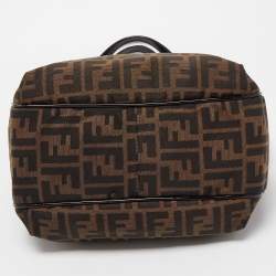 Pre Owned Fendi Tobacco Zucca Canvas and Patent Leather Chef Shopper Tote