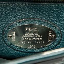 Pre Owned Fendi Green Selleria Leather and Python Medium Peekaboo Top Handle Bag