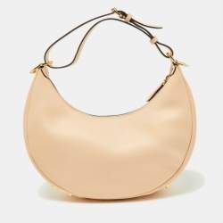 Pre Owned Fendi Beige Leather Small Fendigraphy Hobo