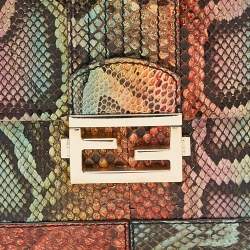 Fendi Multicolor Python Baguette Chain Flap Bag