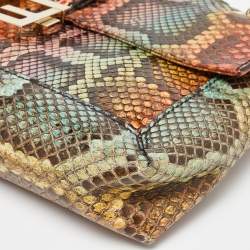 Fendi Multicolor Python Baguette Chain Flap Bag