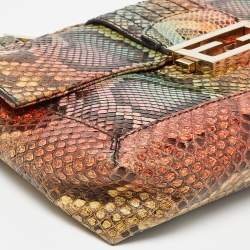 Fendi Multicolor Python Baguette Chain Flap Bag