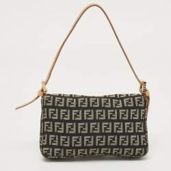 Pre Owned حقيبة كتف فندي ميني باغويت فاتيغو كانفاس زوكينو بيج/ خضراء