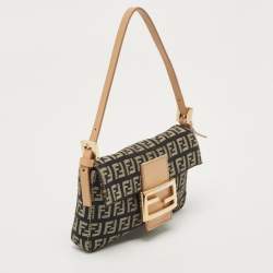 Pre Owned حقيبة كتف فندي ميني باغويت فاتيغو كانفاس زوكينو بيج/ خضراء