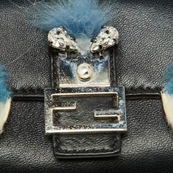 Pre Owned Fendi Multicolor Leather and Fox Fur Micro Buggie Baguette Bag