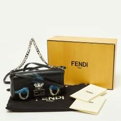 Pre Owned Fendi Multicolor Leather and Fox Fur Micro Buggie Baguette Bag