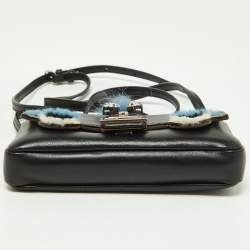 Pre Owned Fendi Multicolor Leather and Fox Fur Micro Buggie Baguette Bag