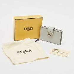 Pre Owned Fendi Pale Blue Leather F is Fendi Card Holder 