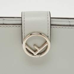 Pre Owned Fendi Pale Blue Leather F is Fendi Card Holder 
