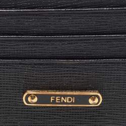 Pre Owned Fendi Black Leather Card Holder
