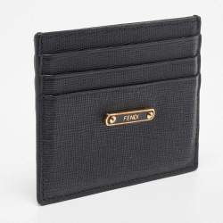 Pre Owned Fendi Black Leather Card Holder