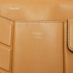 Pre Owned Fendi Beige Leather and Mesh 3 Pockets Belt Bag