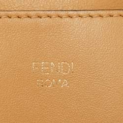 Pre Owned Fendi Beige Leather and Mesh 3 Pockets Belt Bag