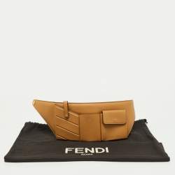 Pre Owned Fendi Beige Leather and Mesh 3 Pockets Belt Bag