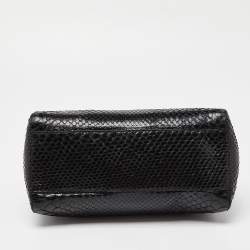 Pre Owned Fendi Black Python Mini Peekaboo Top Handle Bag