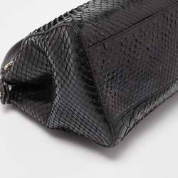 Pre Owned Fendi Black Python Mini Peekaboo Top Handle Bag