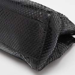 Pre Owned Fendi Black Python Mini Peekaboo Top Handle Bag