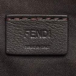 Fendi Brown/White Zucca Coated Canvas and Leather Mini Cage Baguette Bag