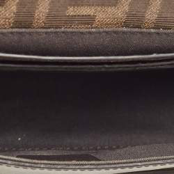 Fendi Brown/White Zucca Coated Canvas and Leather Mini Cage Baguette Bag