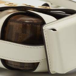 Fendi Brown/White Zucca Coated Canvas and Leather Mini Cage Baguette Bag