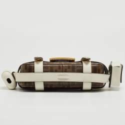 Fendi Brown/White Zucca Coated Canvas and Leather Mini Cage Baguette Bag