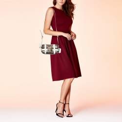 Fendi Brown/White Zucca Coated Canvas and Leather Mini Cage Baguette Bag