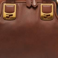 Pre Owned Fendi Two Tone Brown Leather Chameleon Satchel