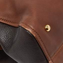 Pre Owned Fendi Two Tone Brown Leather Chameleon Satchel