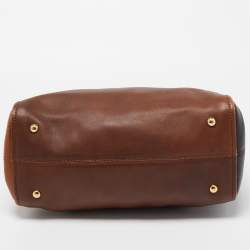 Pre Owned Fendi Two Tone Brown Leather Chameleon Satchel