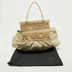 Pre Owned Fendi Off White Watersnake Leather To You Convertible Top Handle Bag