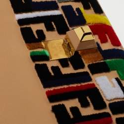 Pre Owned Fendi Multicolor Zucca Velvet and Leather Kan I Shoulder Bag