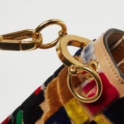 Pre Owned Fendi Multicolor Zucca Velvet and Leather Kan I Shoulder Bag