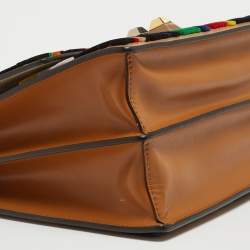 Pre Owned Fendi Multicolor Zucca Velvet and Leather Kan I Shoulder Bag