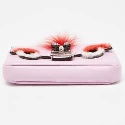 Pre Owned Fendi Multicolor Leather and Fox Fur Micro Buggie Baguette Bag