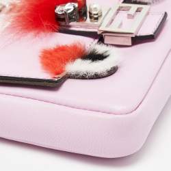 Pre Owned Fendi Multicolor Leather and Fox Fur Micro Buggie Baguette Bag