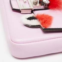 Pre Owned Fendi Multicolor Leather and Fox Fur Micro Buggie Baguette Bag