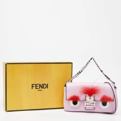 Pre Owned Fendi Multicolor Leather and Fox Fur Micro Buggie Baguette Bag