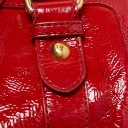 Pre Owned Fendi Red Wrinkled Patent Leather De Jour Bag