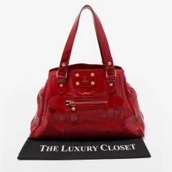 Pre Owned Fendi Red Wrinkled Patent Leather De Jour Bag