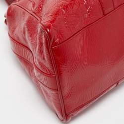 Pre Owned Fendi Red Wrinkled Patent Leather De Jour Bag