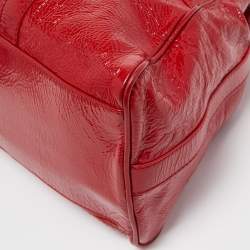 Pre Owned Fendi Red Wrinkled Patent Leather De Jour Bag