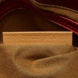 Pre Owned Fendi Red Wrinkled Patent Leather De Jour Bag