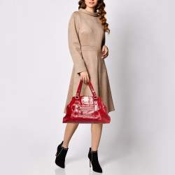 Pre Owned Fendi Red Wrinkled Patent Leather De Jour Bag