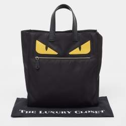 Fendi Black Nylon Monster Eye Shopper Tote
