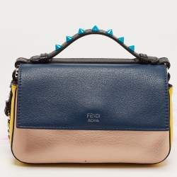 Fendi Multicolor Fox and Snakeskin Trimmed Leather Double Micro Baguette Bag