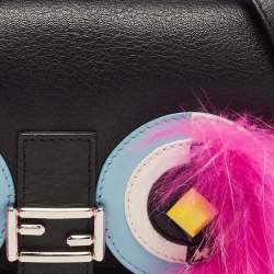 Fendi Multicolor Fox and Snakeskin Trimmed Leather Double Micro Baguette Bag