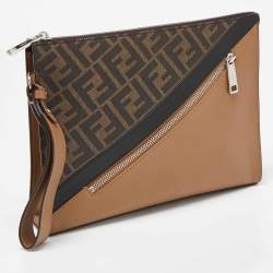 Fendi Tri Color Coated Canvas and Leather Diagonal Wristlet Pouch